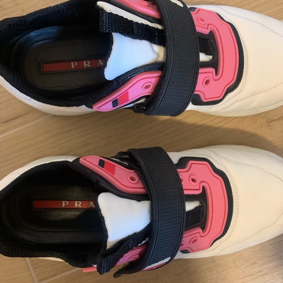 PRADA 3E6322 NYLON WHITE LOW TOP STRAP SNEAKERS - Picture 7 of 7